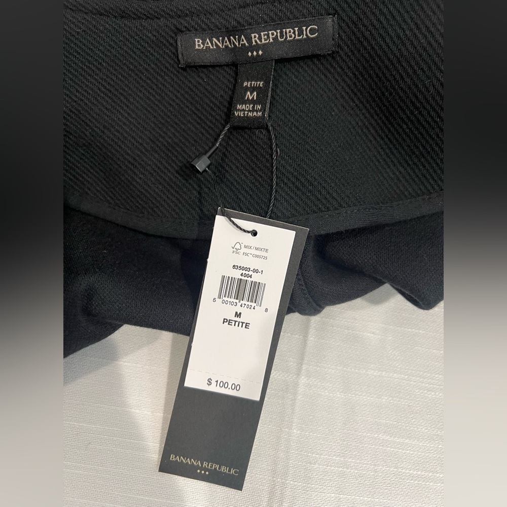 Banana Republic Twill Belted Jacket Medium Petite Black - Picture 3 of 4